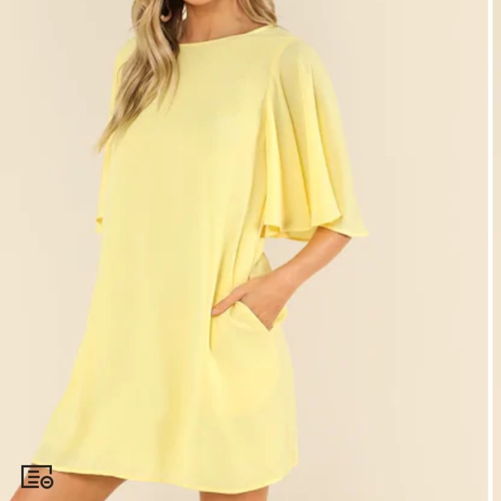 Yellow Butterfly Sleeve Dress